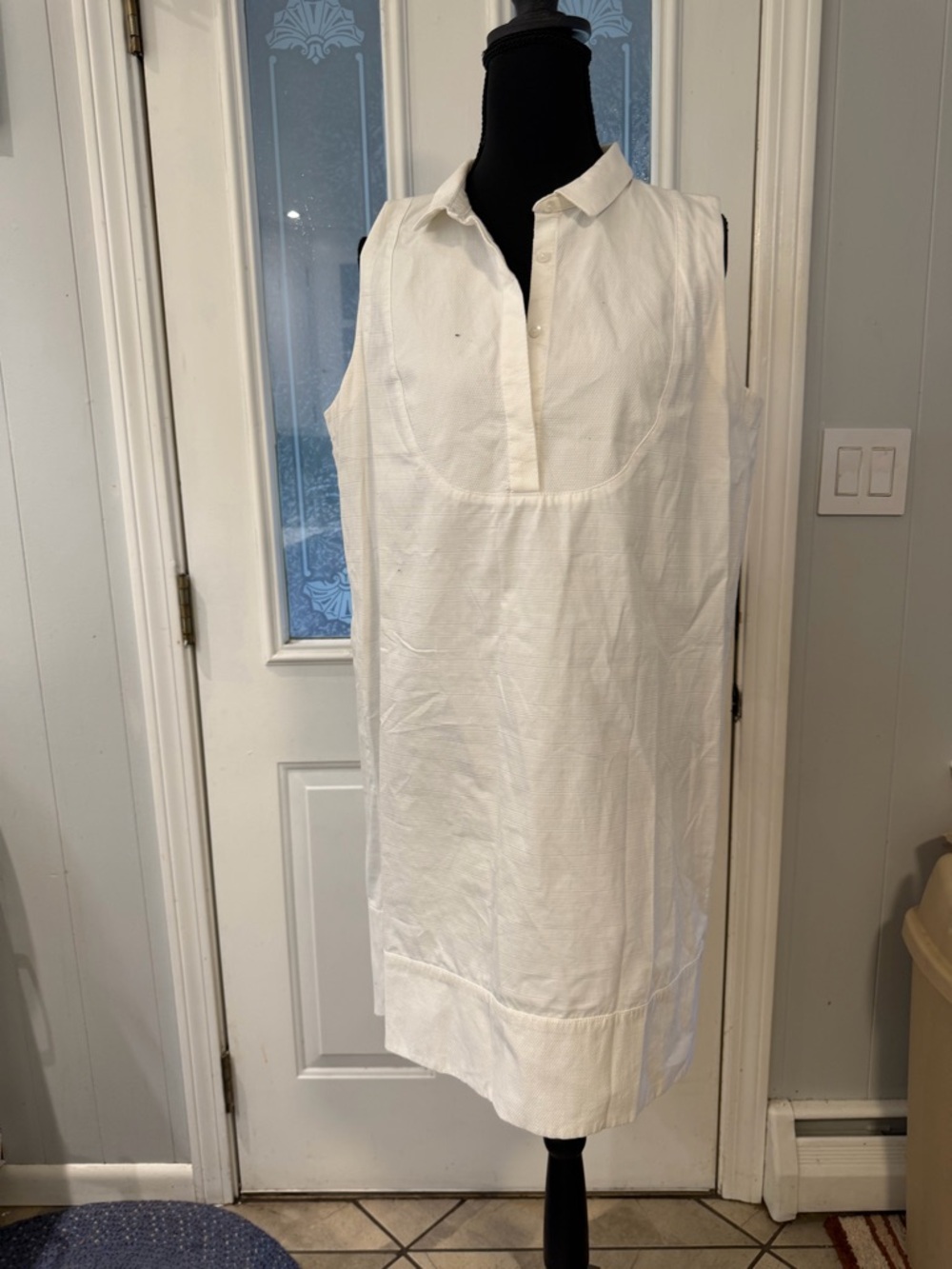 LOFT White Collared Sleeveless Midi Dress